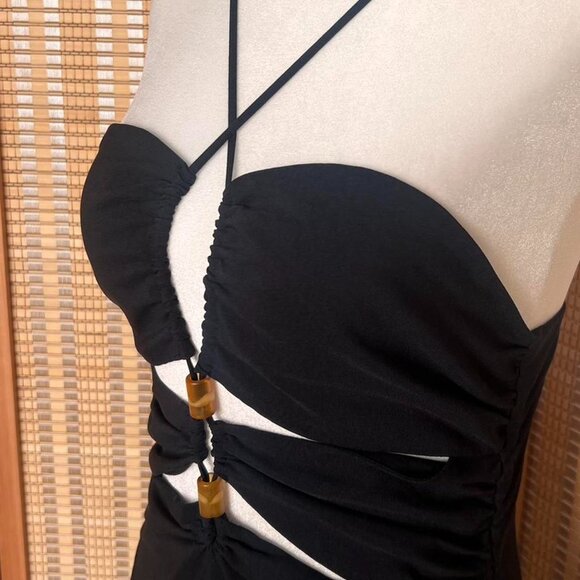 Black Zara maxi dress with front cutout and bead detail - Picture 2 of 5